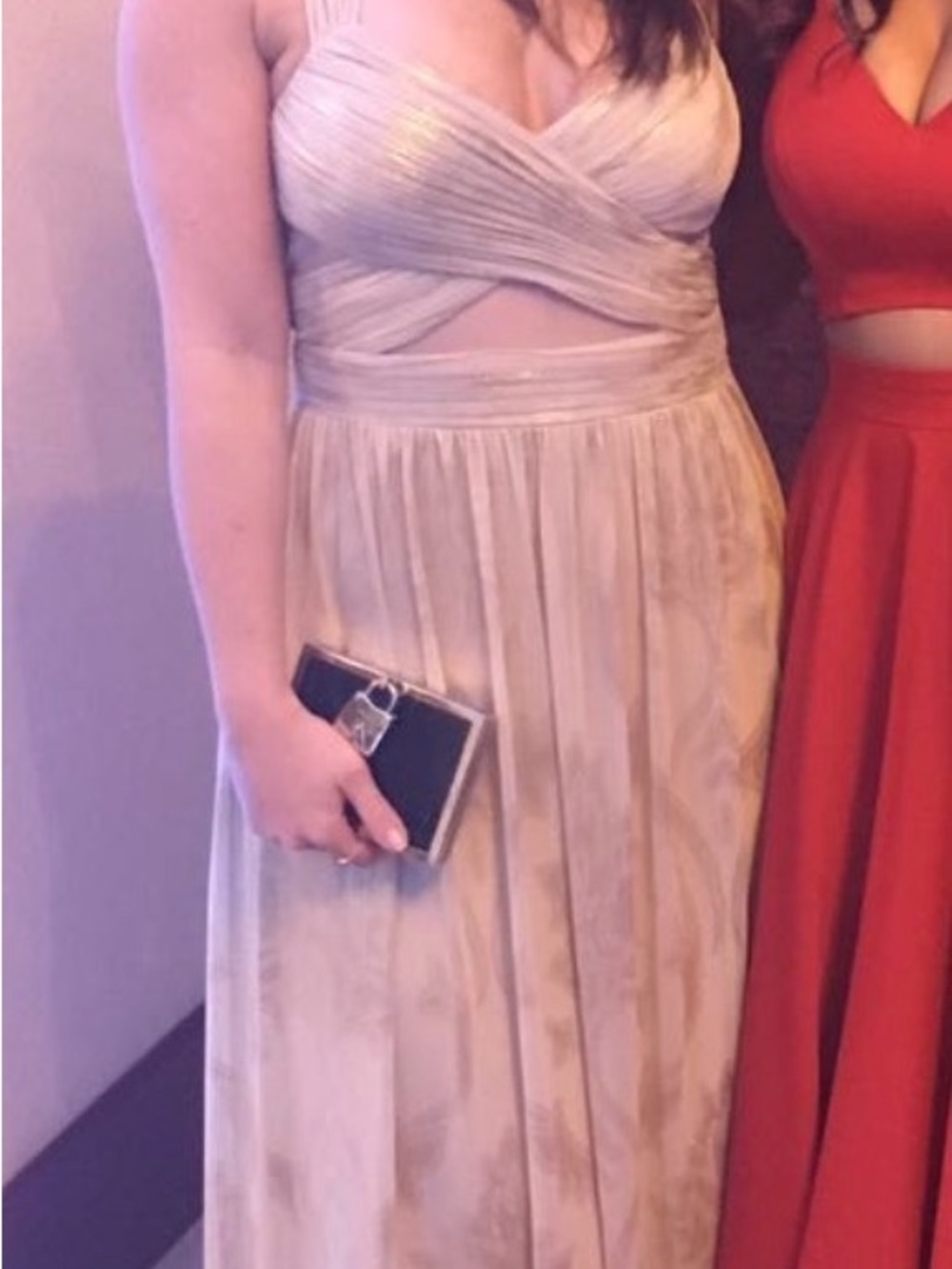 Beige Pleated Chiffon Maxi Dress - Elegant Evening Gown - Picture 6 of 6